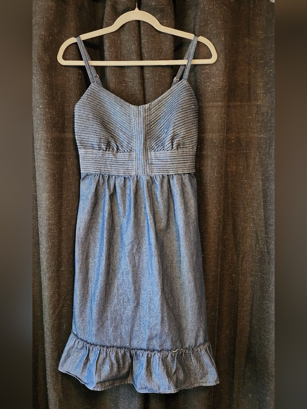 Cato Women’s Denim Chambray Ruffle Hem Sundress NWT Size 8